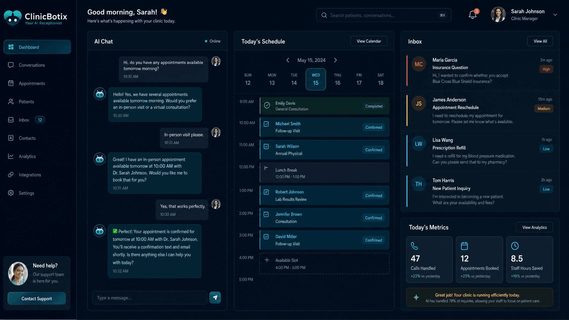 ClinicBotix AI dashboard